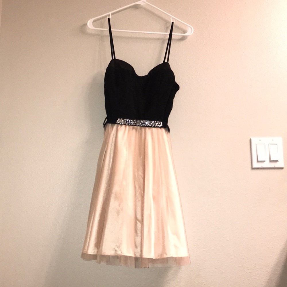 Champagne & Black semi formal dress.